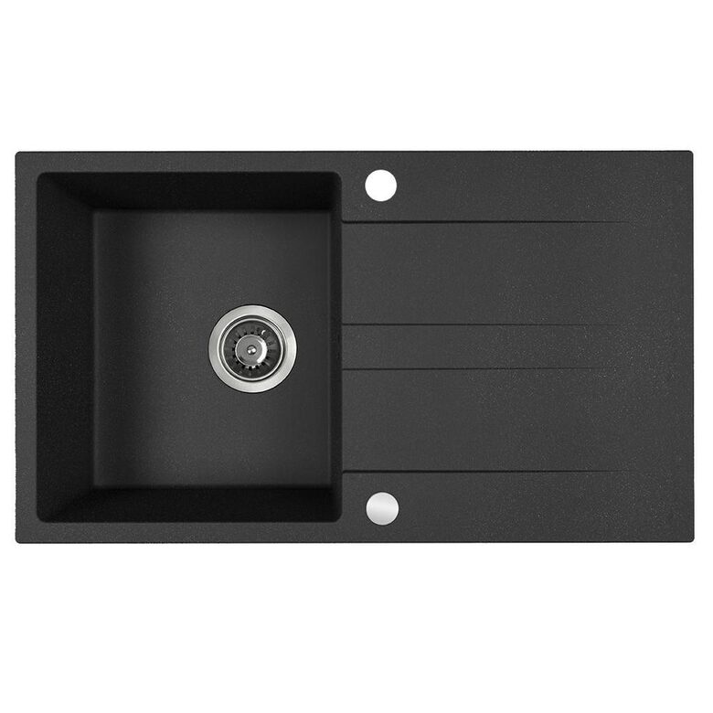 Laveo virtuves izlietne Laut 44x76x17.4cm,ar plauktiņu, melna