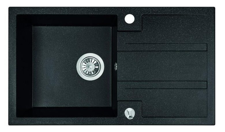 Laveo virtuves izlietne Barbados ar plauktiņu 76x44x18cm, melna