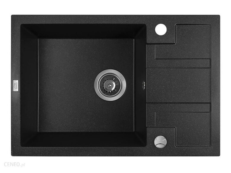 Laveo virtuves izlietne Barbados ar plauktiņu 65x44x20cm, melna