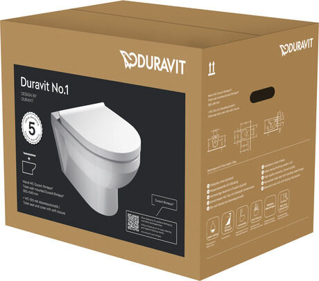 Duravit pods No.1 Rimless ar SC vāku, piekaramais, 373x540mm, balts