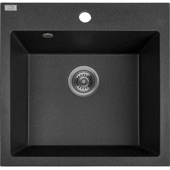 virtuves izlietne Alena 49x49x21.5cm ar sifonu, melna