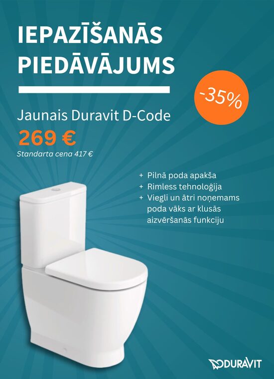 Duravit  D-Code pods universāls izvads, ar sānu vai apkašas 3/8 ūd.pievadu balta
