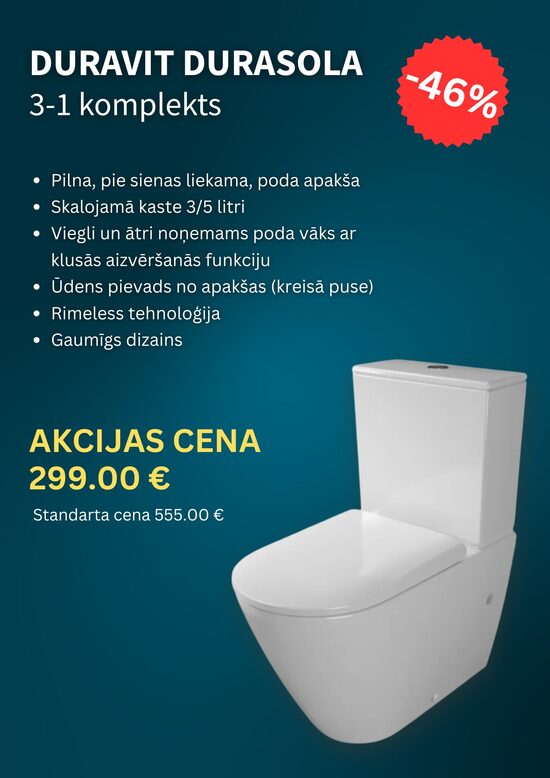 Pods ar skalojamo kasti un SC ,DuraSola 65mm, rimless, balts