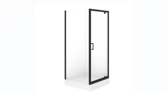 Brasco SQR Pivot melns dušas st. ar baltu palktnii 90x190cm