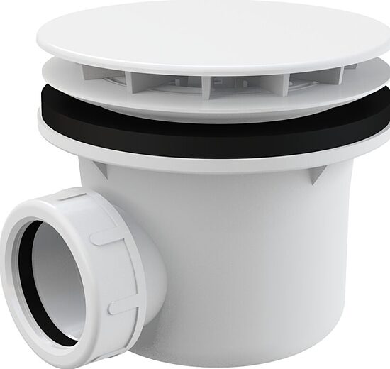Dušas sifons ar 90mm noteci DN40,plastmasa,mat.balts