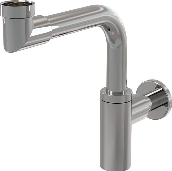 Sifons izlietnei DN 32 DESIGN, misiņa, hromēts, vietu taupošs