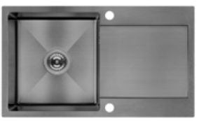 LAVEO virtuves izlietne MARMARA 440x760x200 mm ar sifonu, Nerūsējošā tērauda, Grafīts