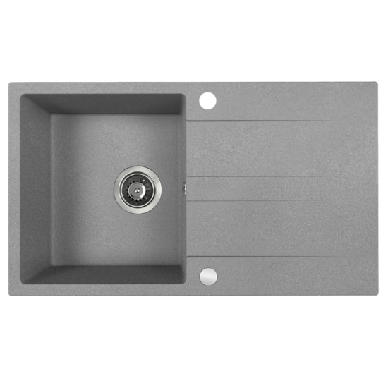 Laveo virtuves izlietne Laut 44x76x17.4cm,ar plauktiņu, pelēka