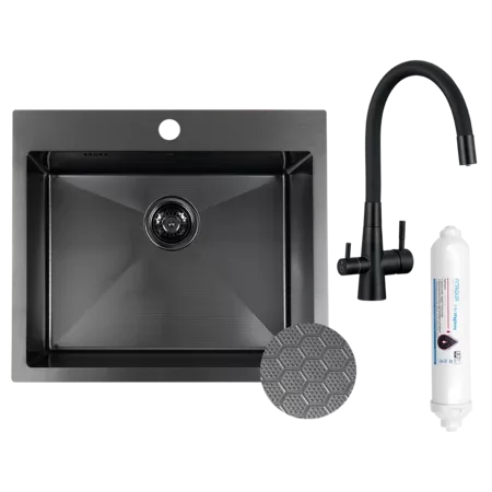 Laveo virtuves izl. Malawi 50x58x20cm ar maisītaju un filtru,melna